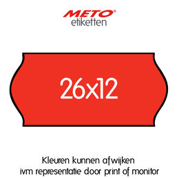 METO Meto Prijsetiketten fluor rood 26x12mm  (1500 stuks, min 18 rol))