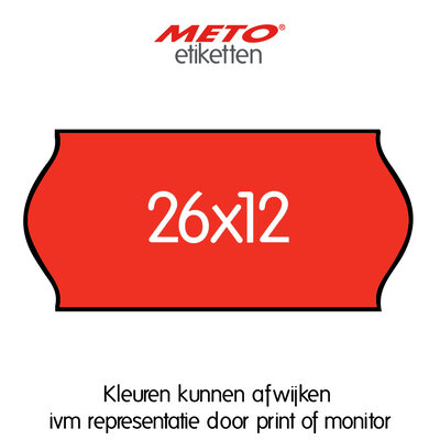 METO Meto Prijsetiketten fluor rood 26x12mm  (1500 stuks, min 18 rol))