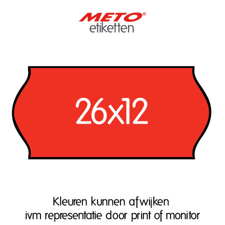 METO Meto Prijsetiketten fluor rood 26x12mm  (1500 stuks, min 18 rol)