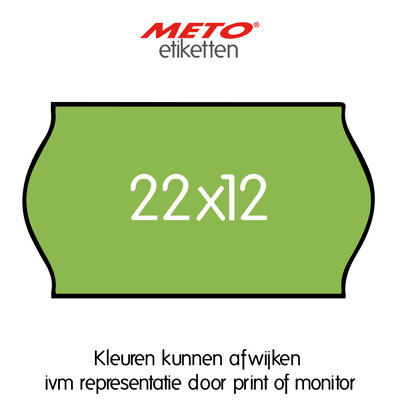 METO Meto Prijsetiketten fluor groen 22x12mm (1500 stuks, min 21 rol)