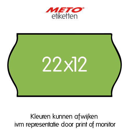 METO Meto Prijsetiketten fluor groen 22x12mm (1500 stuks, min 21 rol)