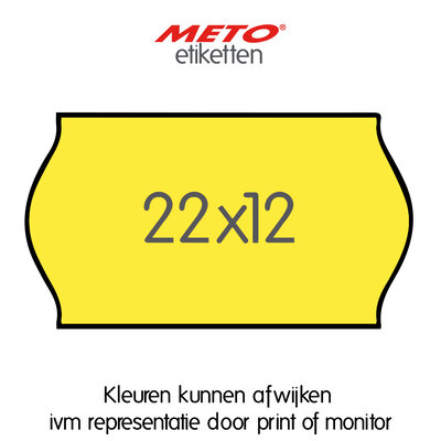 METO PJH Meto Prijsetiketten fluor geel 22x12mm (1500 stuks, min 21 rol)