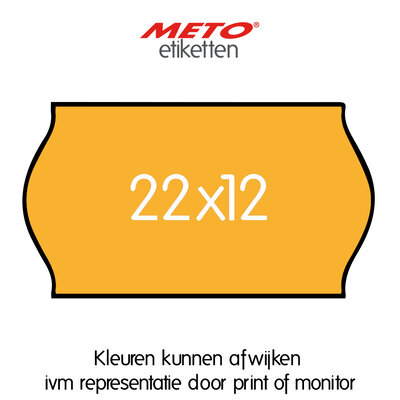 METO Meto Prijsetiketten fluor oranje 22x12mm (1500 stuks, min 21 rol)