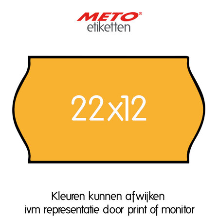 METO Meto Prijsetiketten fluor oranje 22x12mm (1500 stuks, min 21 rol)