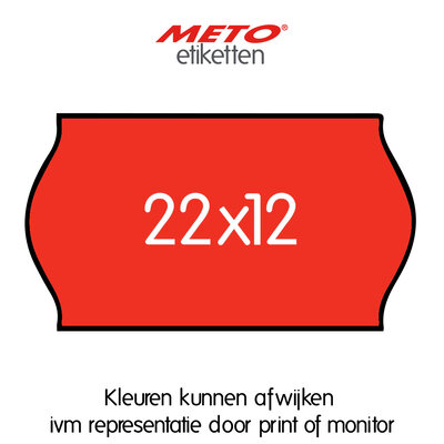 METO Meto Prijsetiketten fluor rood 22x12mm (1500 stuks, min 21 rol)