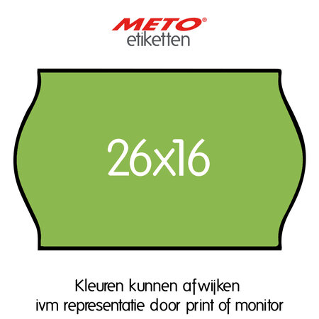 METO Meto Prijsetiketten fluor groen 26x16mm (1200 stuks, min 18 rol)