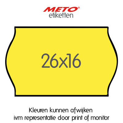 METO Meto Prijsetiketten fluor geel 26x16mm  (1200 stuks, min 18 rol)
