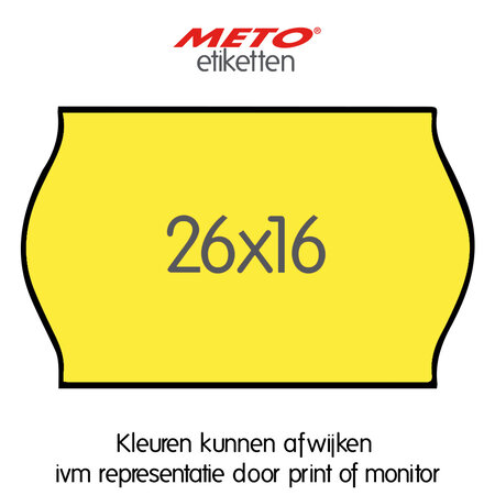 METO Meto Prijsetiketten fluor geel 26x16mm  (1200 stuks, min 18 rol)