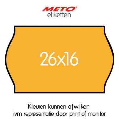 METO Meto Prijsetiketten fluor oranje 26x16mm (1200 stuks, min 18 rol)
