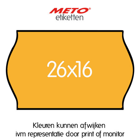 METO Meto Prijsetiketten fluor oranje 26x16mm  (1200 stuks, min 18 rol)