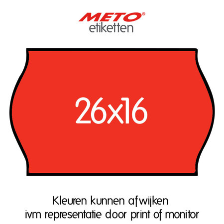 METO Meto Prijsetiketten fluor rood 26x16mm  (1200 stuks, min 18 rol)