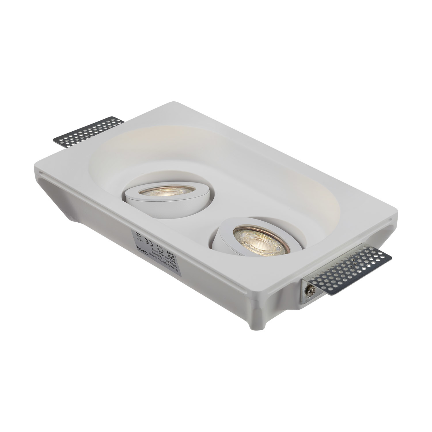 DMQ Trimless Inbouwspot ORION twins - Gips Rond kantelbaar 2X GU10