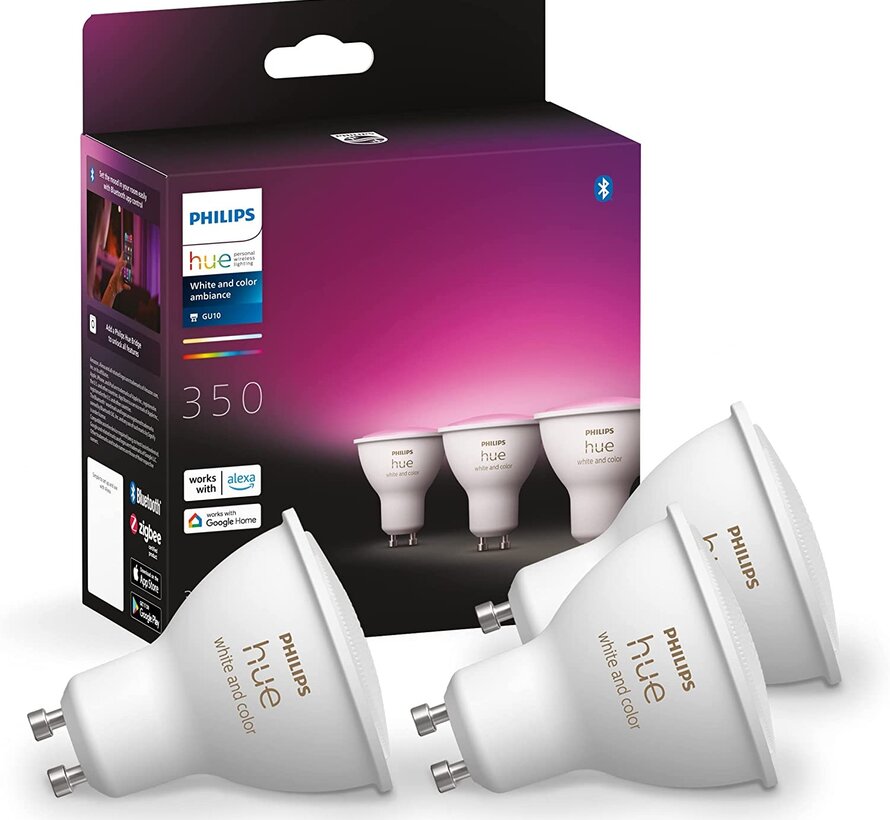 Philips Hue GU10 Duopack - White and Color Ambiance - 3 lampen - Bluetooth