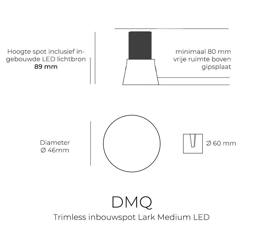 Trimless inbouwspot Lark Medium 46mm LED Wit