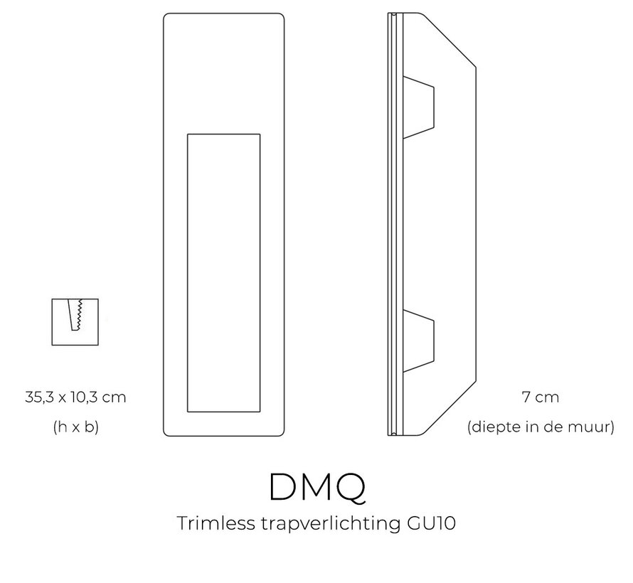 Trimless trapverlichting - Gips - GU10