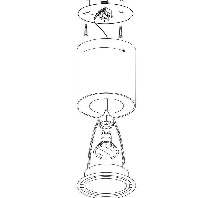 DMQ Plafondspot Badkamer Zwart - Ø 8 cm - IP65 - GU10