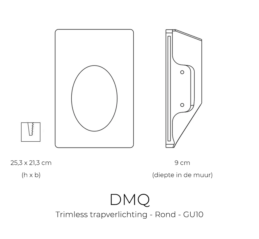 Trimless trapverlichting - Rond Gips - GU10