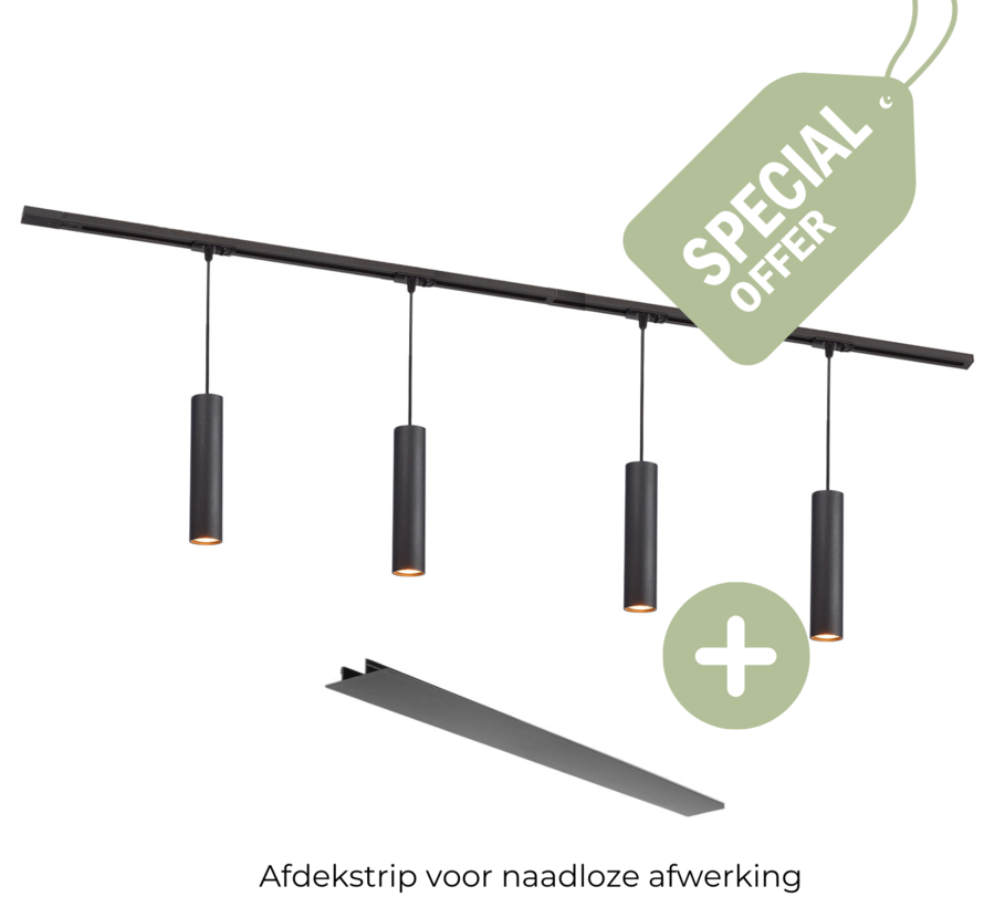 Complete set Rail - 2 meter - 4x Pendel Juna  - Zwart
