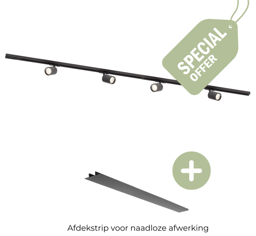 Complete set Rail - 2 meter - 4x Swift GU10 Railspot - Zwart