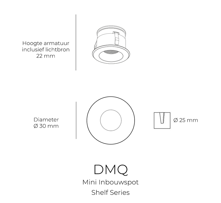 Mini Inbouwspot Shelf – Voor Nis, Wandplank of Badkamer – IP44 – Zwart