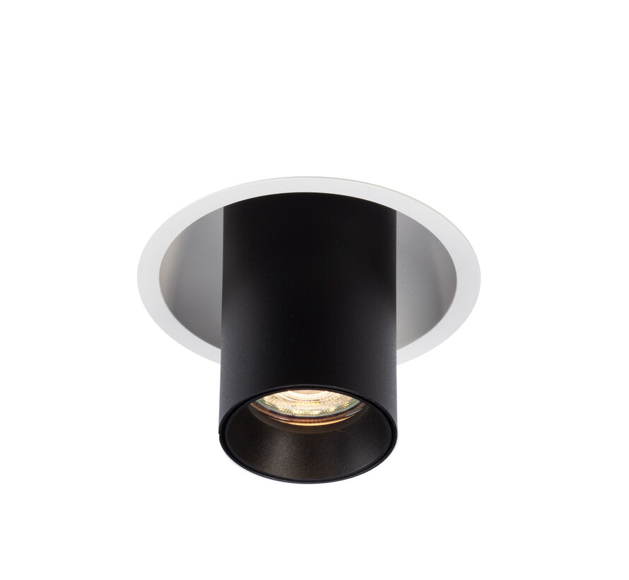 Plafondspot Elmont Inbouwspot Verdiept – Rond - Richtbare Tube - Zwart of Wit