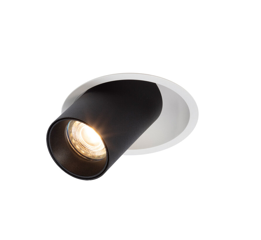 Plafondspot Elmont Inbouwspot Verdiept – Rond - Richtbare Tube - Zwart of Wit