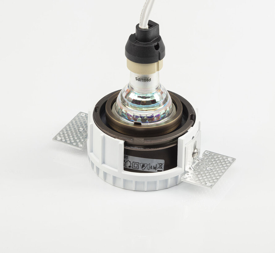 Trimless inbouwspot GU10 Moon 1 Rond - Geborsteld brons