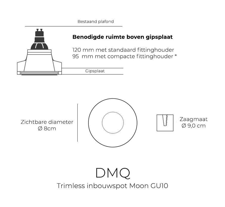 Trimless inbouwspot GU10 Moon 1 Rond Wit