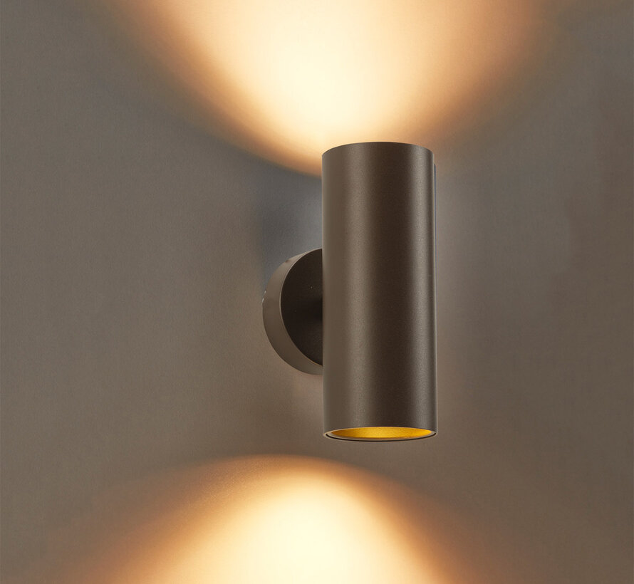 Wandlamp Elmont 2 Mat Brons Rond