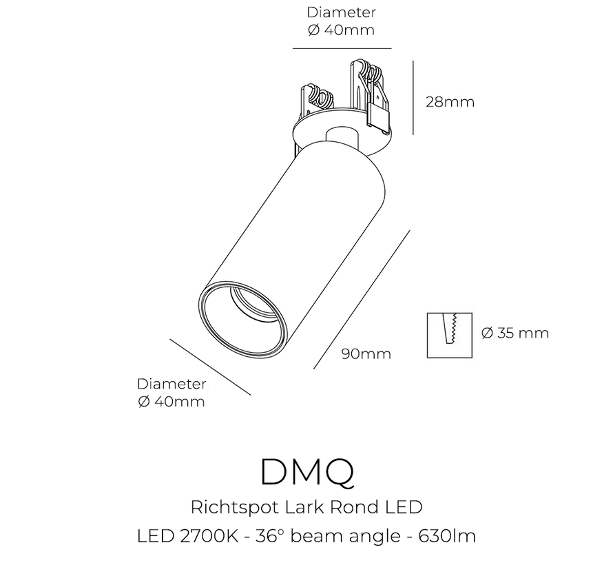 Richtspot Lark Rond LED - Wit
