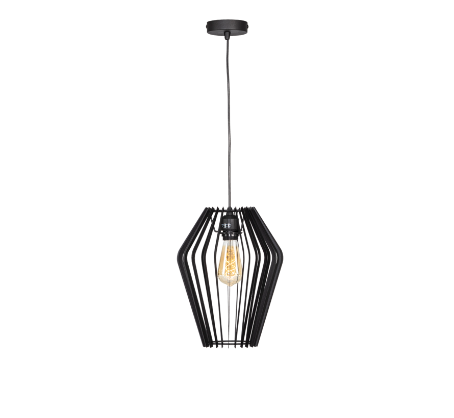 Duro Hanglamp Zwart – Lamellen Design Ø35 cm – E27