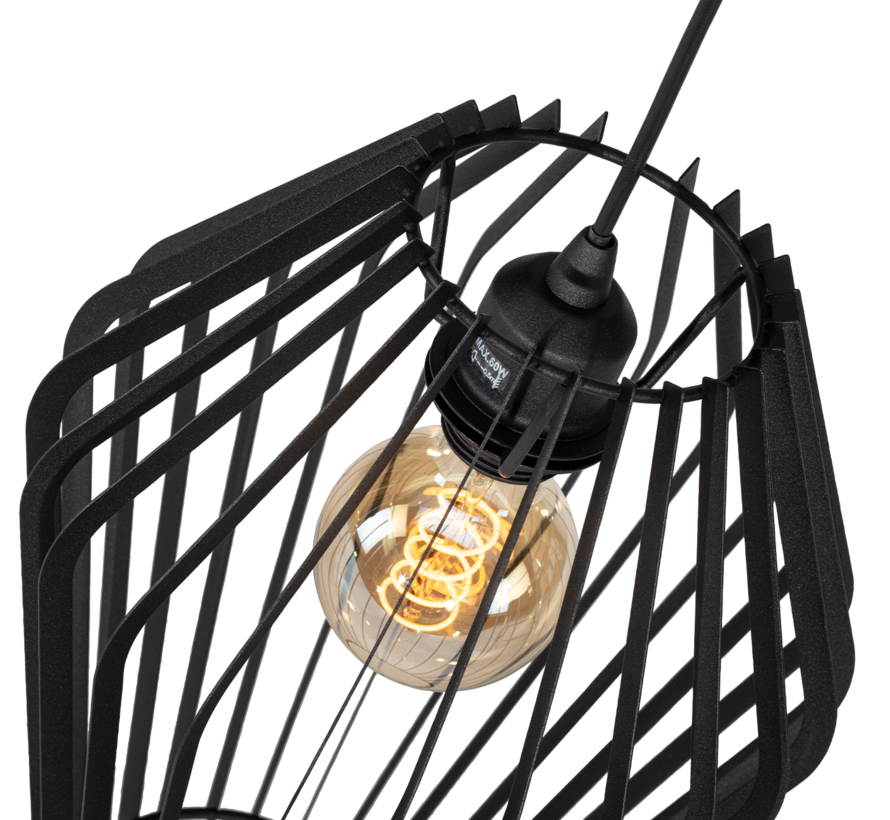 Duro Hanglamp Zwart – Lamellen Design Ø35 cm – E27