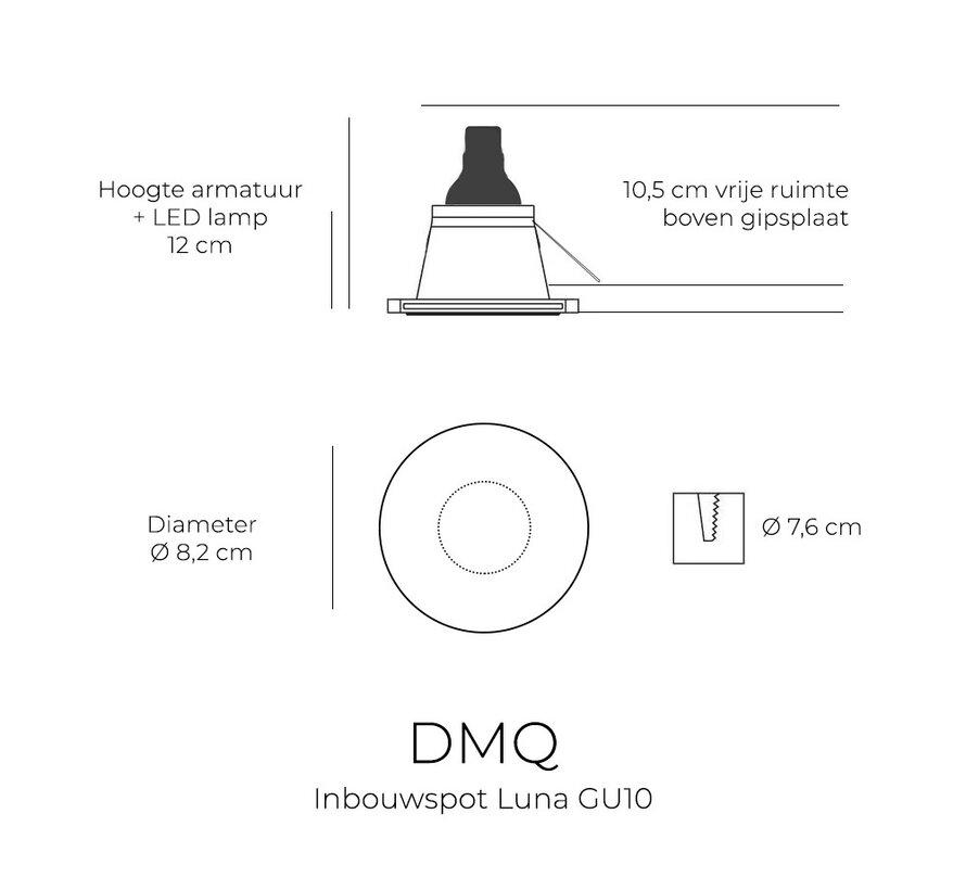 Inbouwspot GU10 Luna Rond Mat brons  - Extra kleine rand