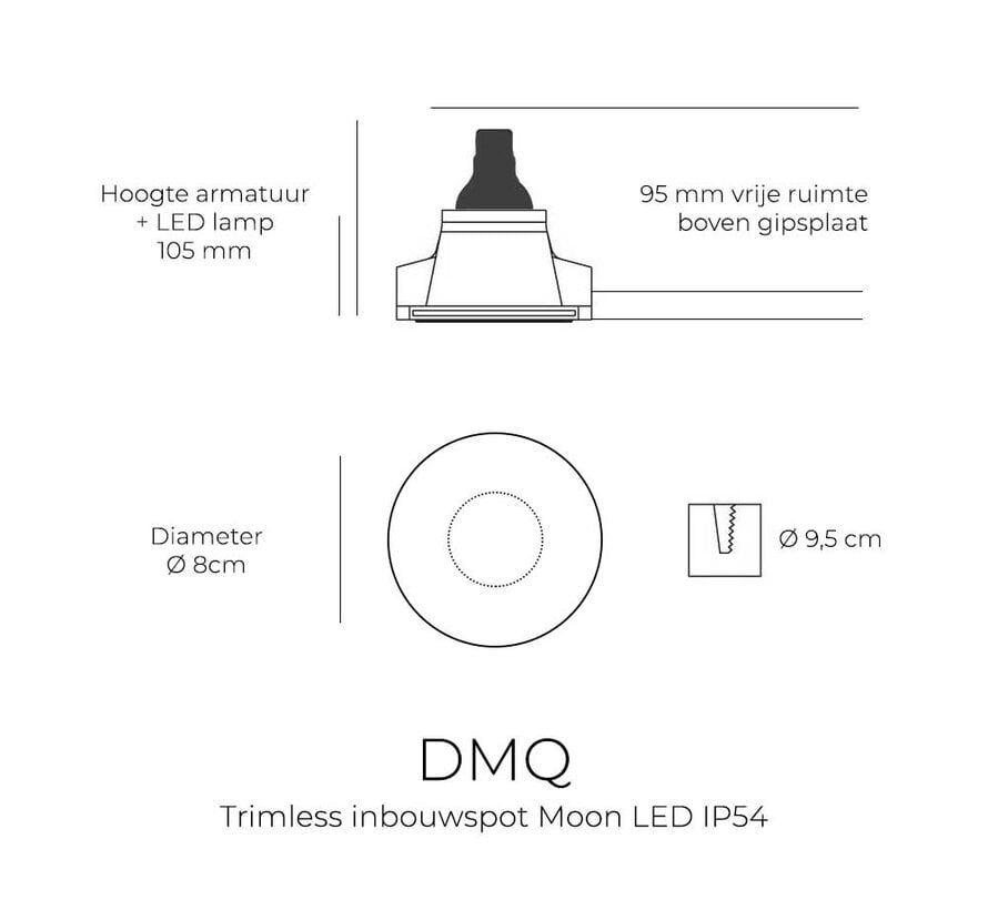 Trimless inbouwspot Moon 1 Rond Geborsteld brons - LED IP54