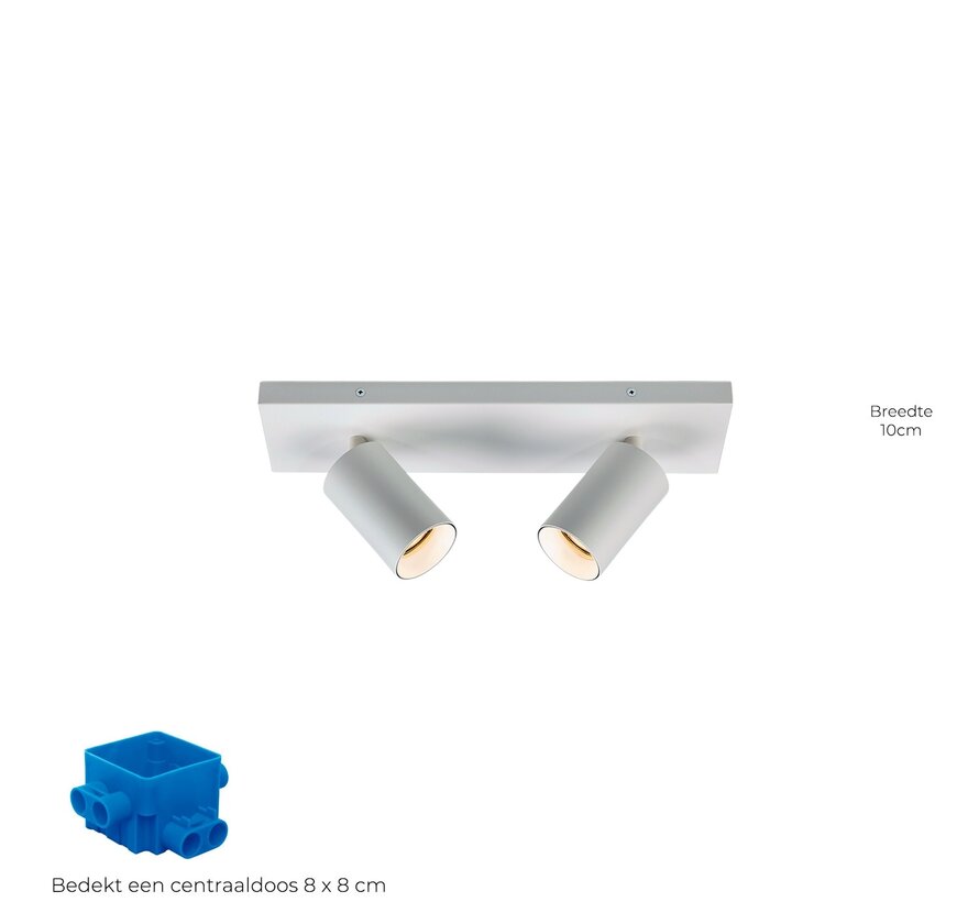 Plafondspot Elmont 2 Wit - Brede montageplaat 10cm