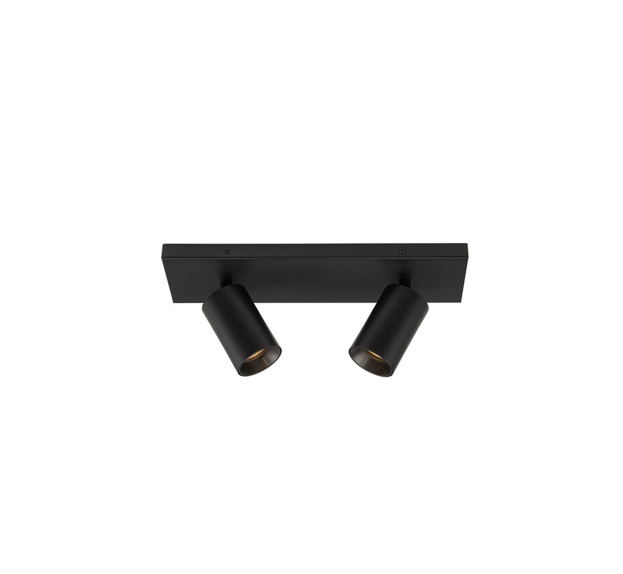 Plafondspot Elmont 2 Zwart - Brede montageplaat 10cm