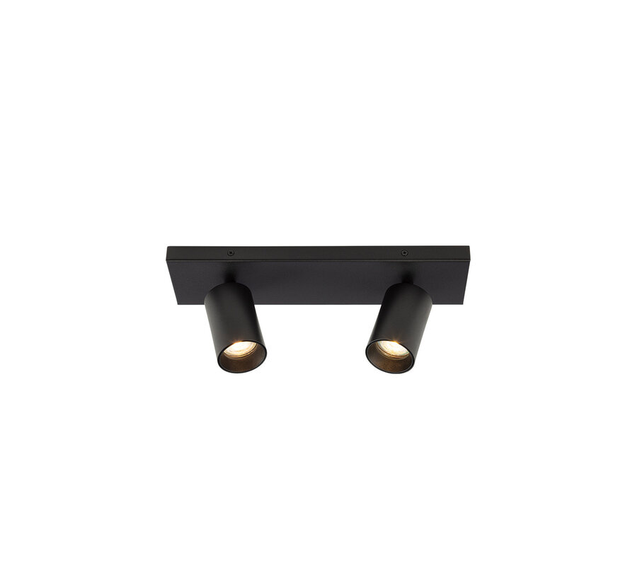 Plafondspot Elmont 2 Zwart - Brede montageplaat 10cm