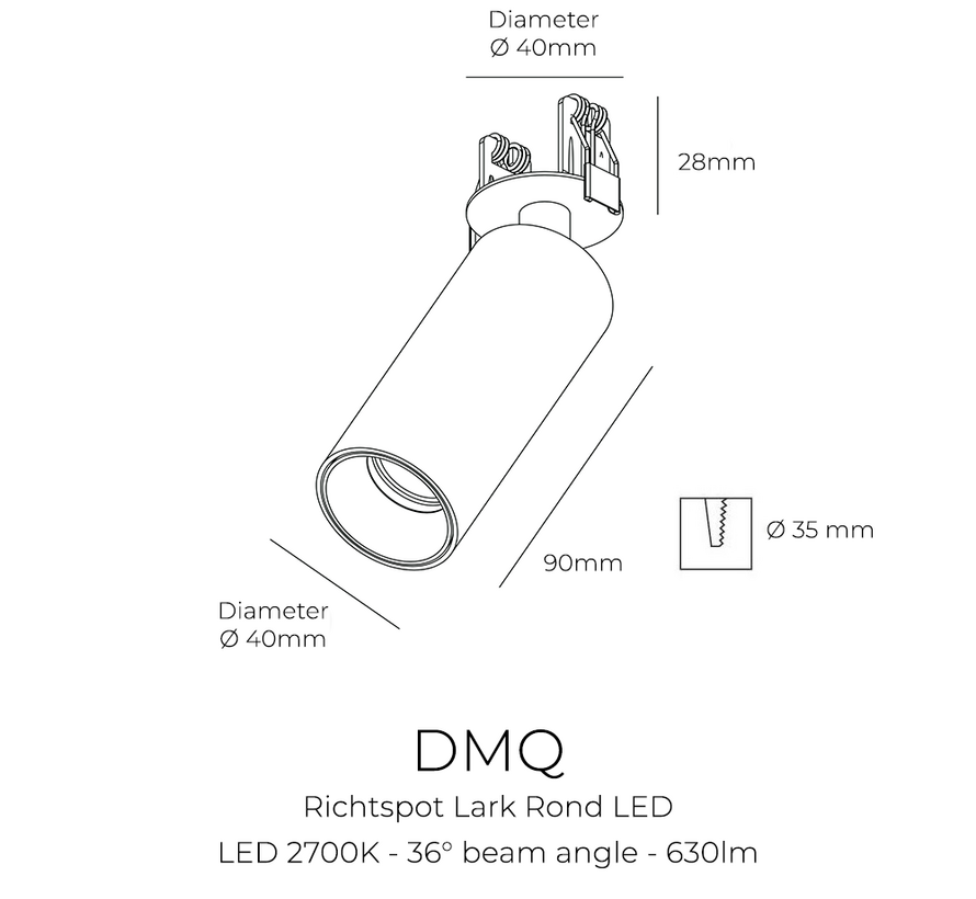 Richtspot Lark Rond LED - Geborsteld Brons