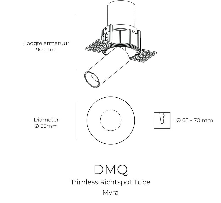 Trimless Richtspot Tube Myra – Geïntegreerde LED – Geborsteld Brons