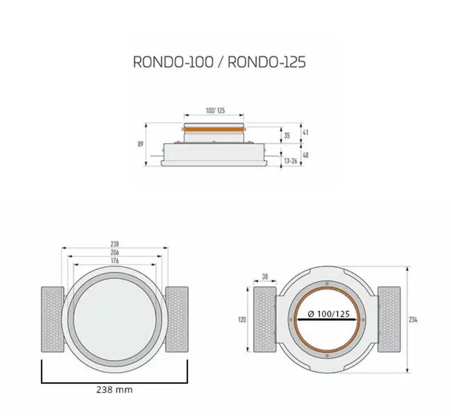 Ergovent instucbaar frameloos ventilatieventiel rond 125 mm
