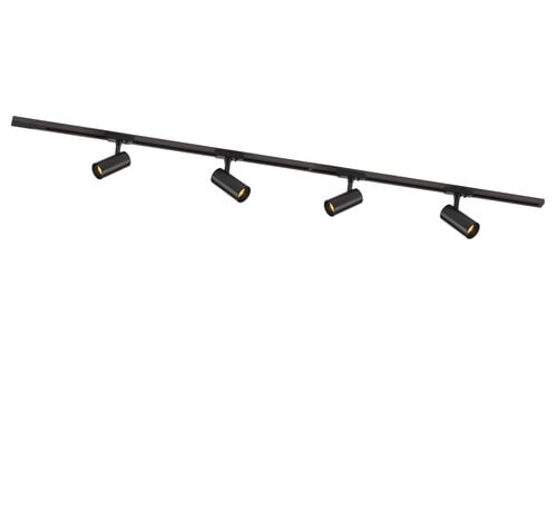 DMQ Complete set Rail - 2 meter - 4x Atria GU10 Railspot - Zwart