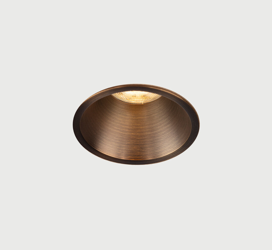 Inbouwspot IP54 LED Luna Rond Geborsteld brons - Extra kleine rand