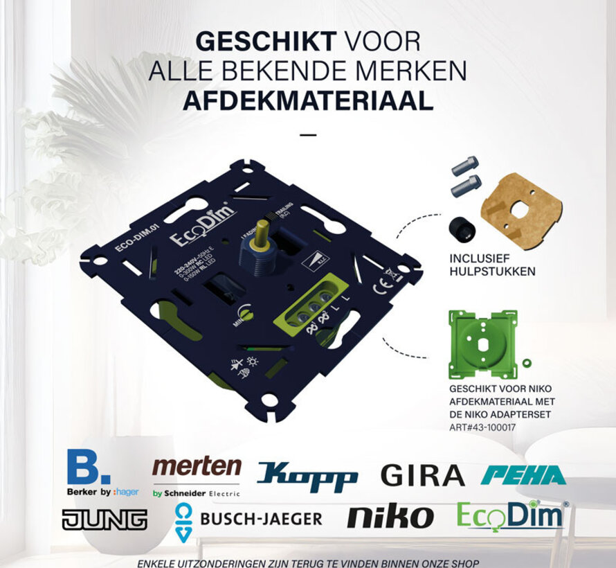 EcoDim - Universele Dimmer Inbouw LED - 0 - 300W