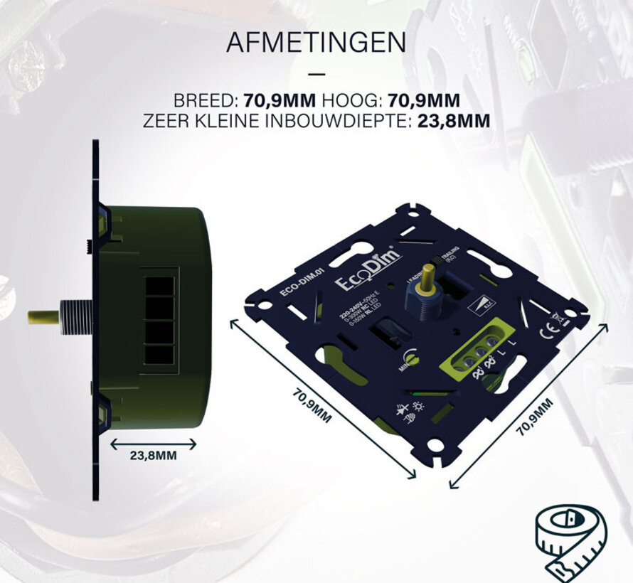 EcoDim - Universele Dimmer Inbouw LED - 0 - 300W