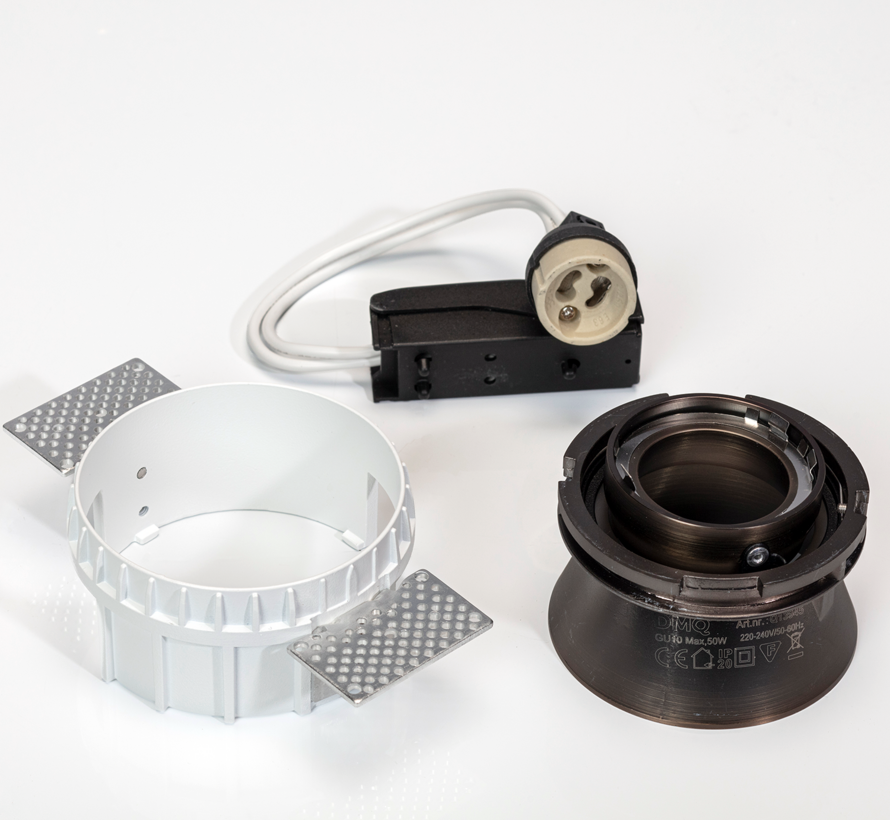 Trimless inbouwspot GU10 Moon 1 Rond Geborsteld Brons - Verstelbaar