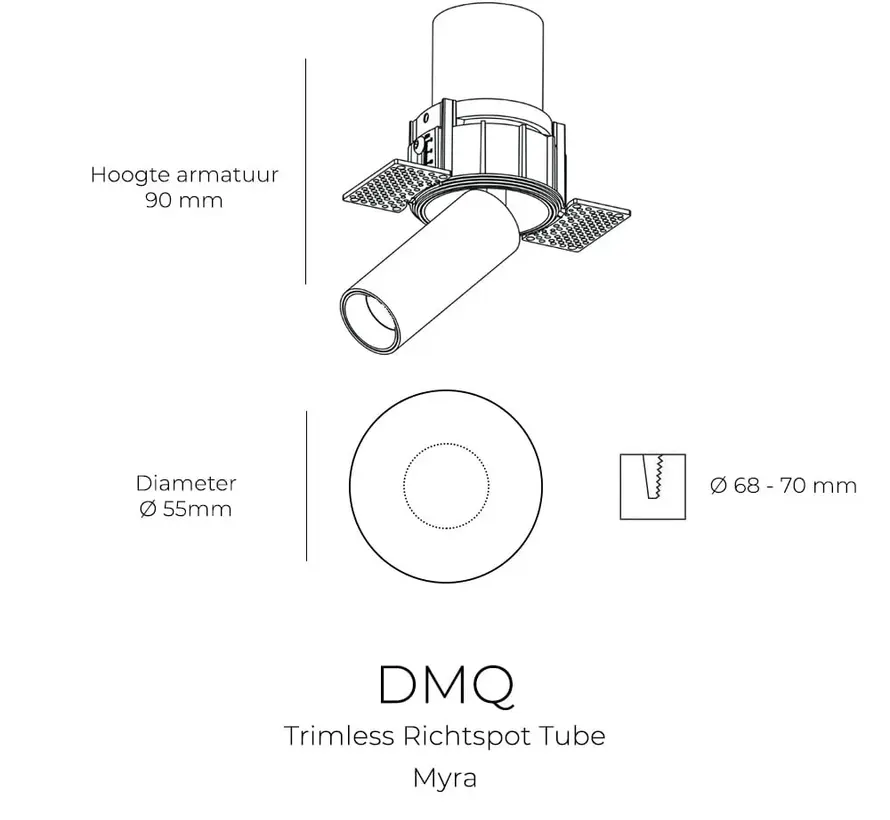 DMQ Trimless richtspot Myra LED - Brute Aluminium (DMQ x Firm)