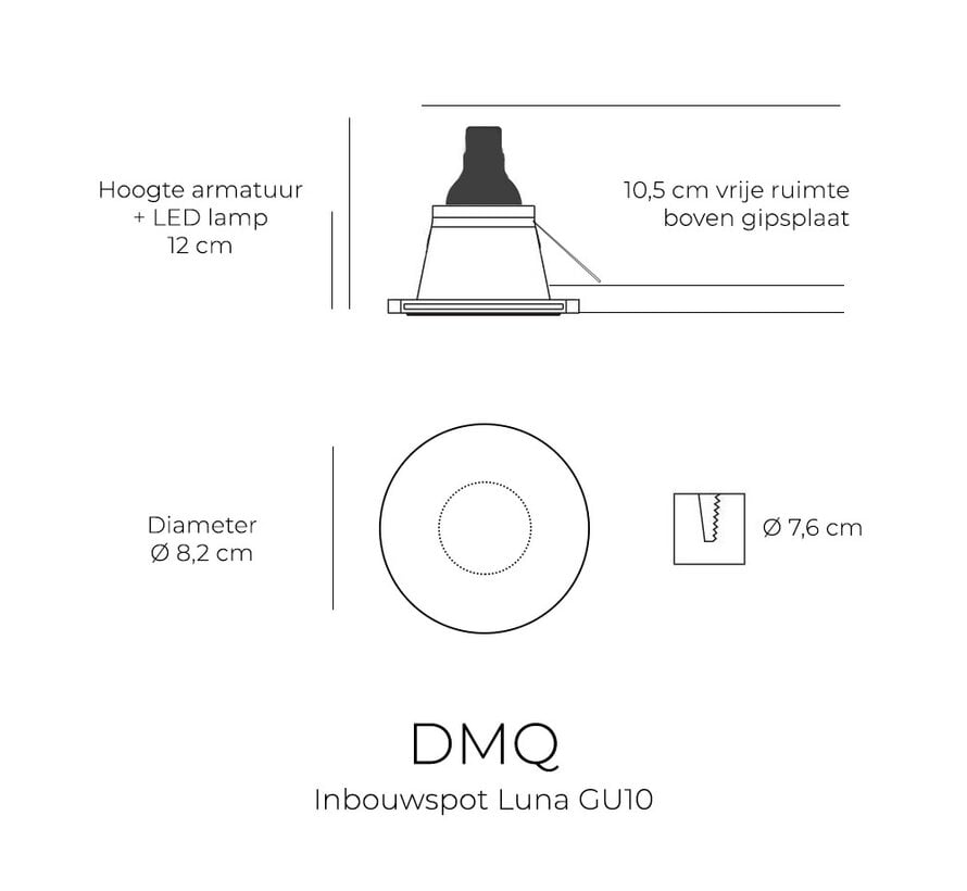 Inbouwspot GU10 Luna Rond Geborsteld gunmetal - Extra kleine rand