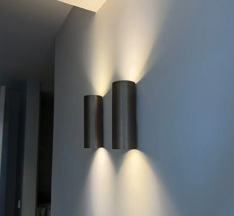 Wandlamp Bronte - Geborsteld Gunmetal - GU10 - Up & Down -DMQ x VBS