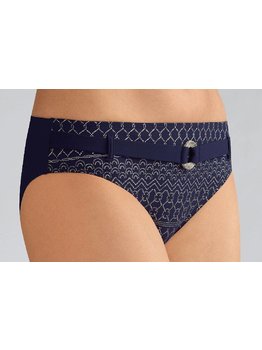 Amoena Bangkok chloorbestendige bikinislip marineblauw met zilver gecombineerd