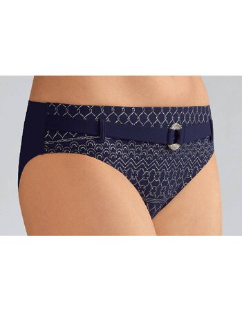 Bangkok chloorbestendige bikinislip marineblauw met zilver gecombineerd